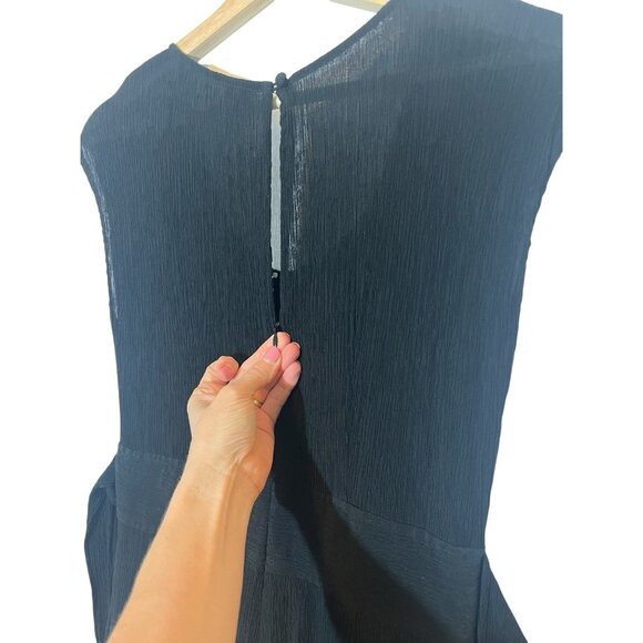 Anthropologie Cropped Jumpsuit Women Black Size 6 Wide Leg Abbey Crepe Belted - Picture 8 of 10